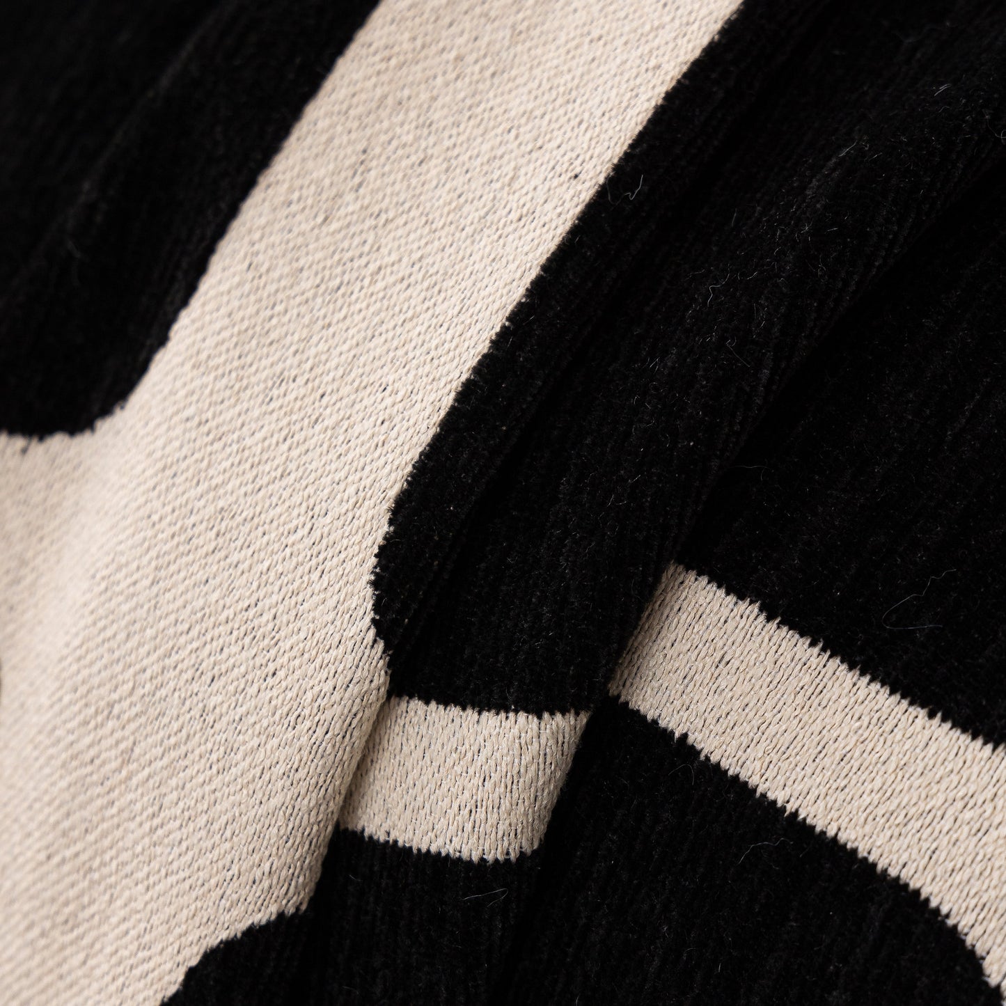 Close-up of black and white Modern Geometric Sofa Cover Decorative Couch Throw Blanket Furniture Protector fabric texture