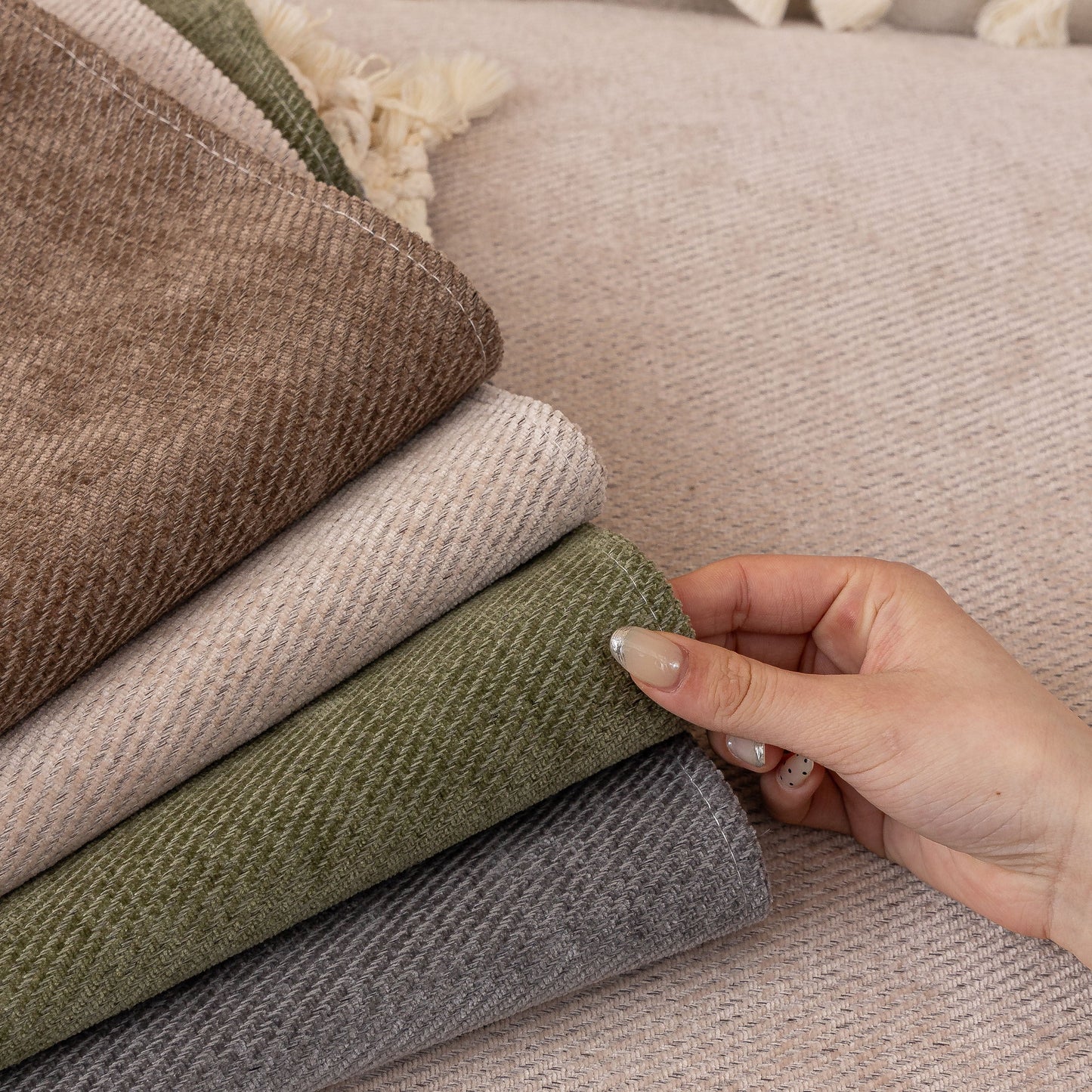 Chenille Sofa Cover Towel – Non-Slip, Washable Pets Couch Protector with Tassels in various colors