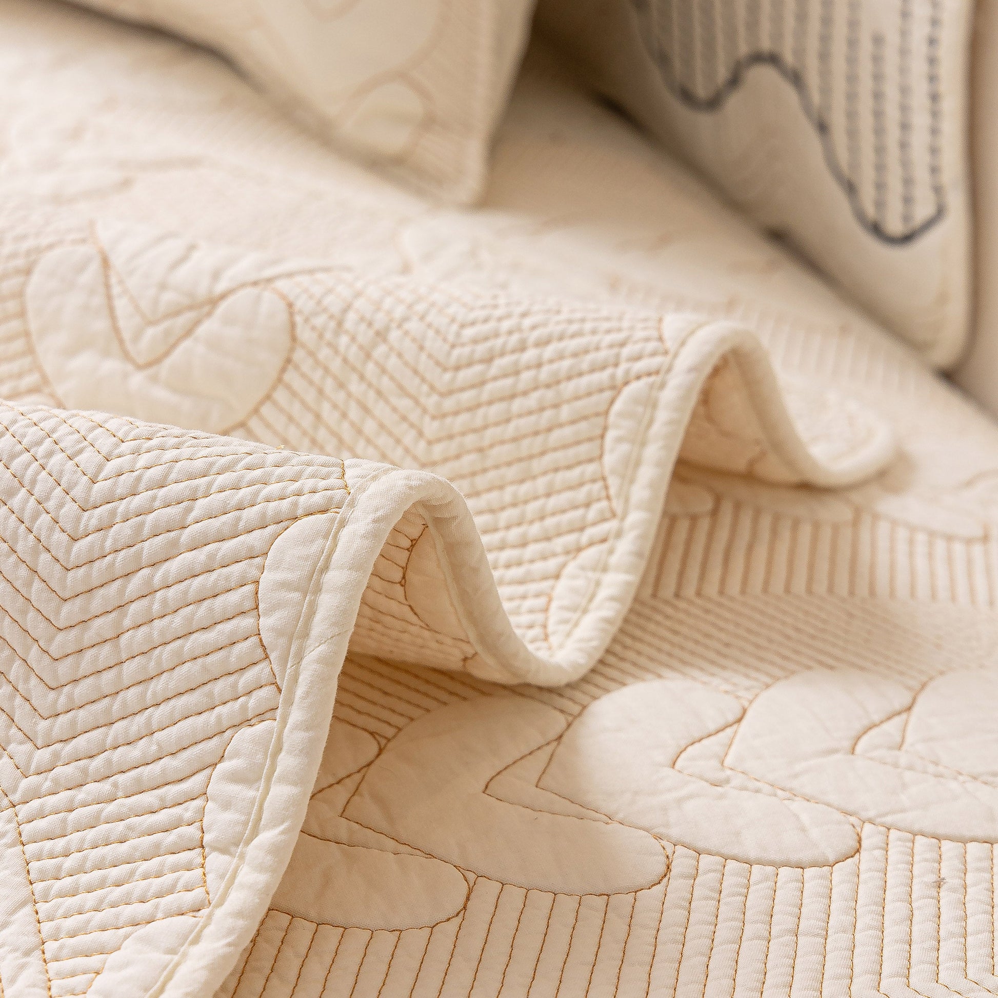 3D Quilted Thick Cotton Sofa Cover Non-Slip Couch Throw for Fabric & Leather Sofas with intricate 3D embossed stitching
