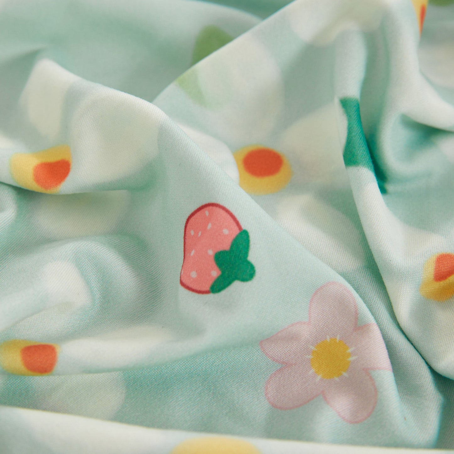 Close-up of fabric pattern with strawberries and flowers, design for Stretch Individual Cushion Slipcovers, Furniture Protector with Elastic Bottom