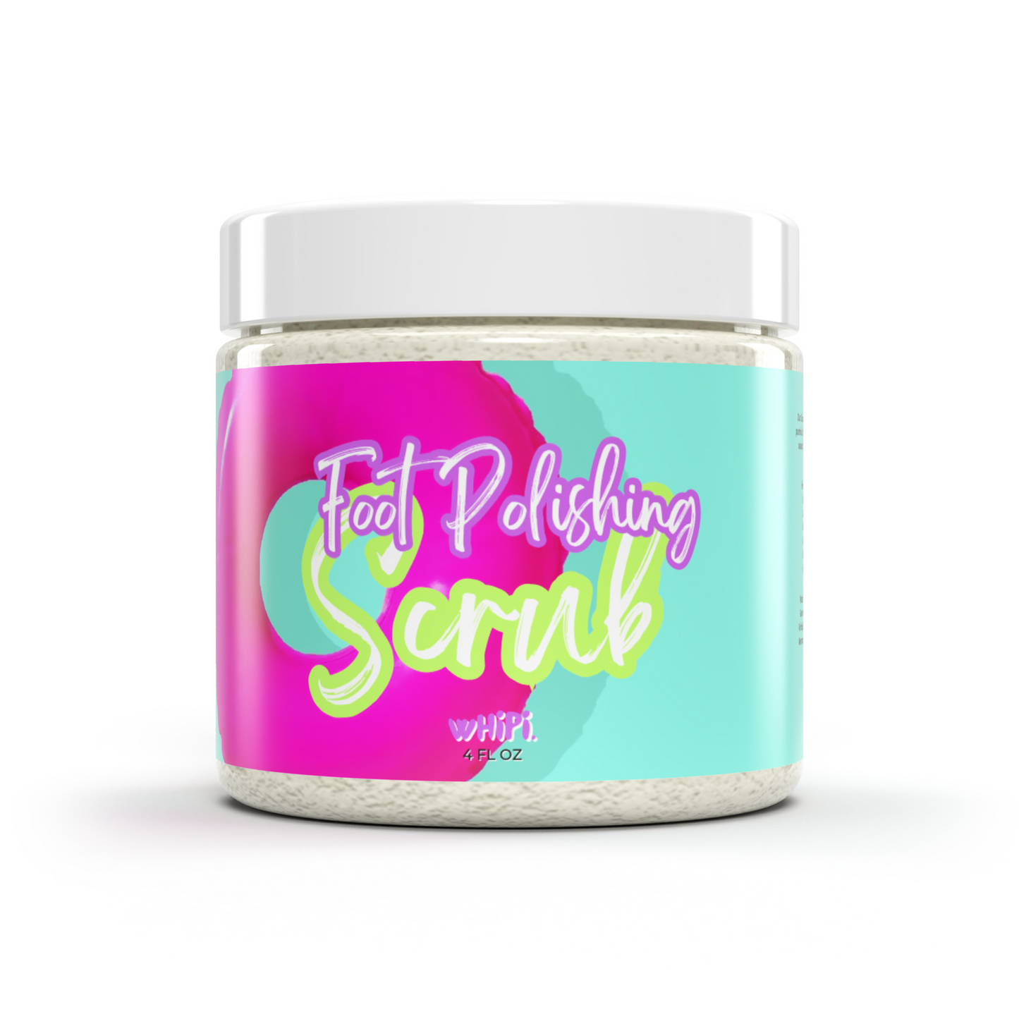 Summer Perfect Pedi Foot Scrub in a colorful jar, sandal-ready foot polish for soft, smooth skin, mint-scented exfoliant.