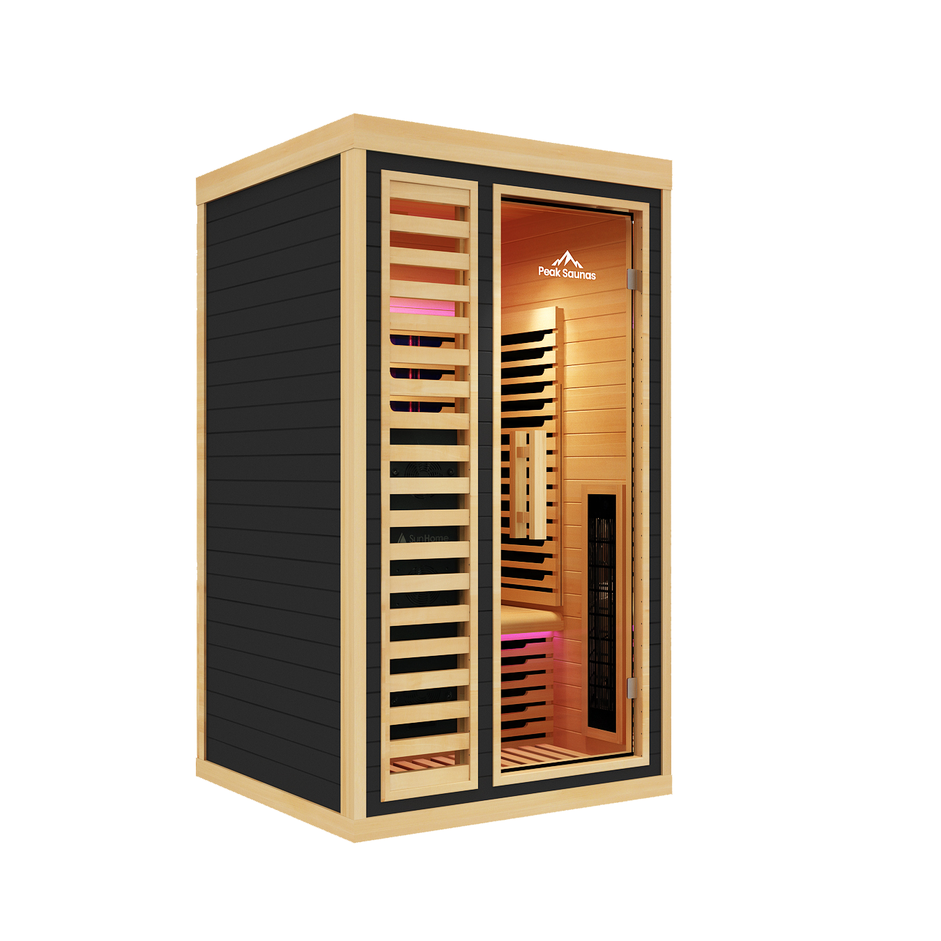Peak Saunas Shasta 1-Person Full Spectrum Infrared Sauna with Built-In XL Medical-Grade Red Light Therapy & Smart WiFi App Control