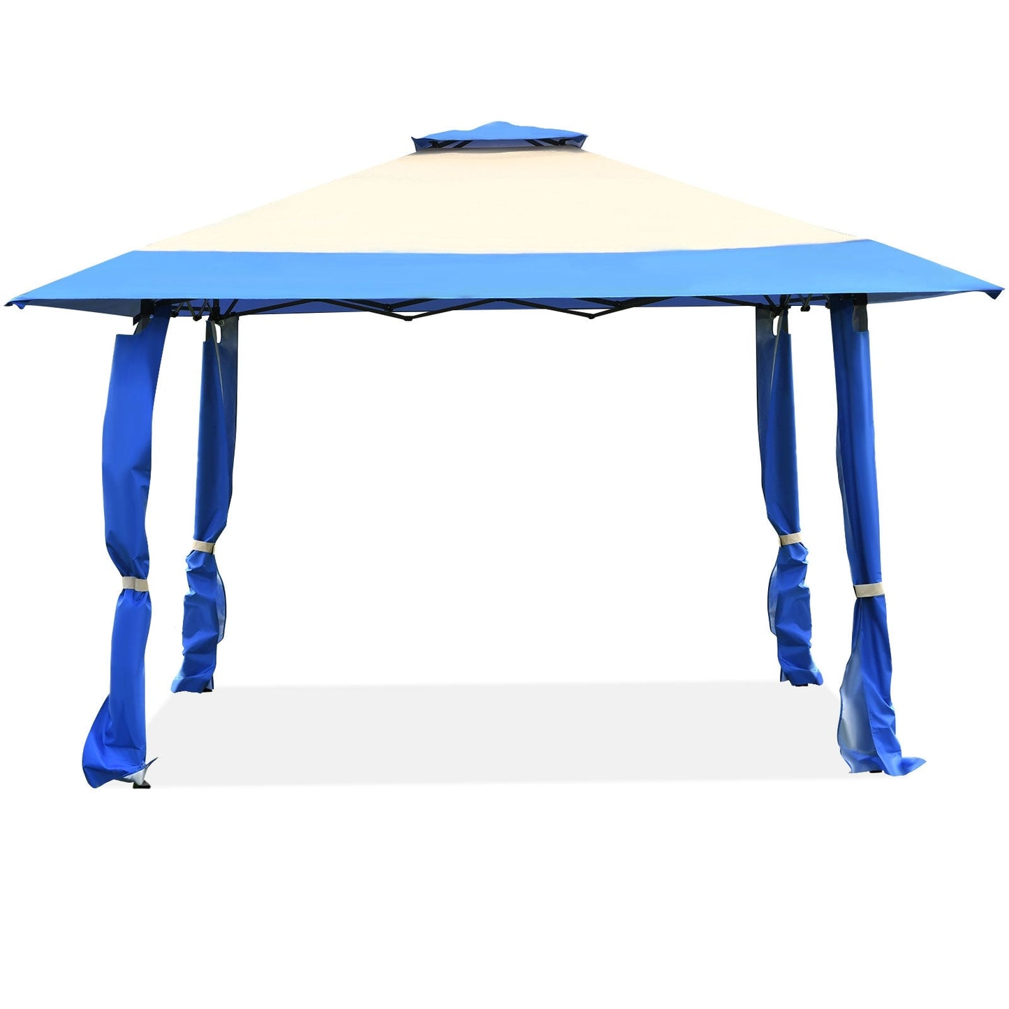 13 Feet x 13 Feet Pop Up Canopy Tent Instant Outdoor Folding Canopy Shelter-Blue with steel frame and ventilation.