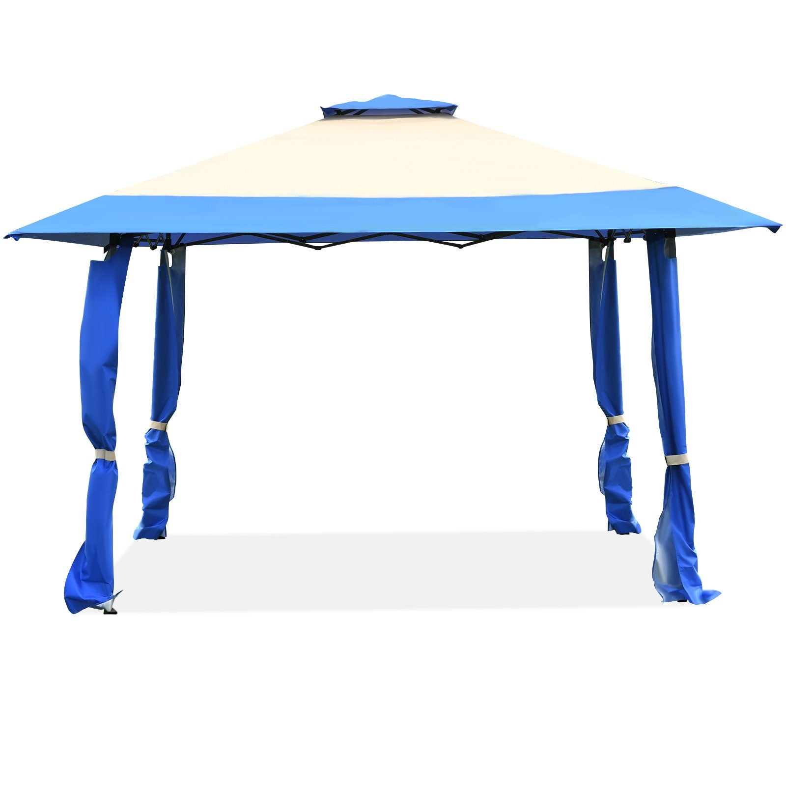 13 Feet x 13 Feet Pop Up Canopy Tent Instant Outdoor Folding Canopy Shelter-Blue with steel frame and ventilation.
