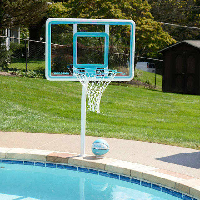 Dunn Rite Deck Shoot Combo Deck-Mounted Pool Basketball & Volleyball Set - Clear