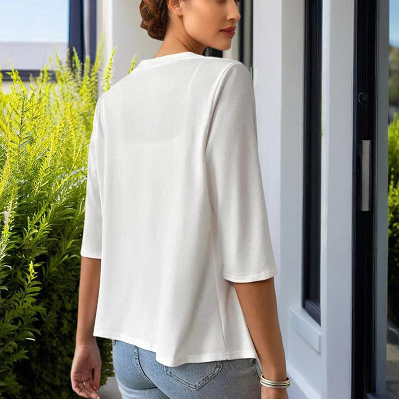 Minimalist Round-Neck Loose Shortsleeve Jacket