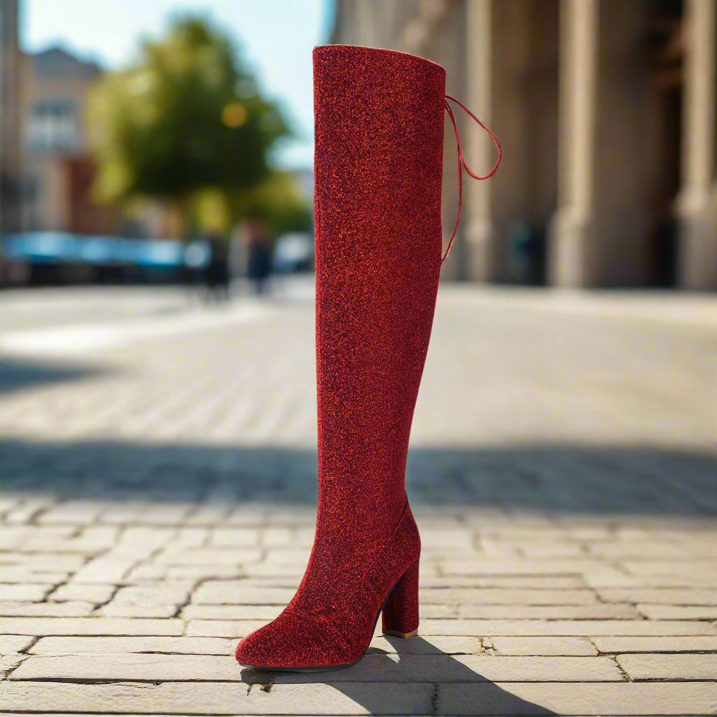 Plus-Size Over The Knee Long Boots for Women – Chunky Heel Nightclub Platform