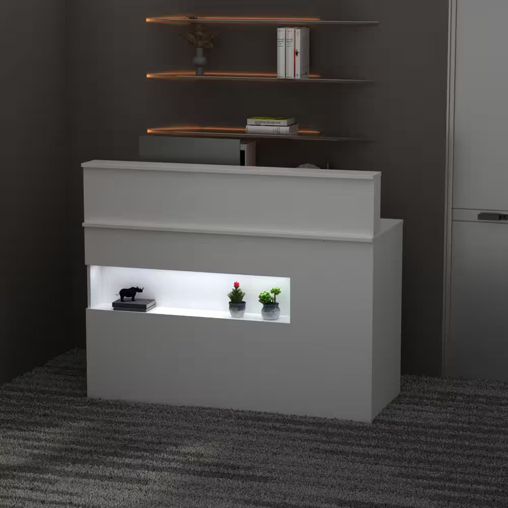 Natural White Corner Computer Desk with Hutch and Storage in elegant home office setup