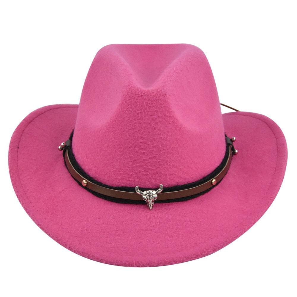 The Cleveland - Classic Bar Cowboy Hat - Wool Felt, Stylish & Durable with pink wool felt and leather band.