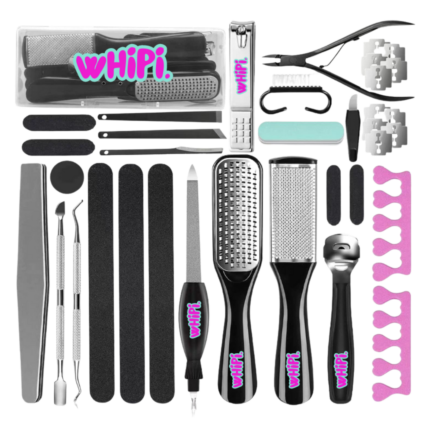 Perfect Summer Pedi Tool Kit - 36-in-1 pedicure set for smooth heels, nails, and spa-like home experience.