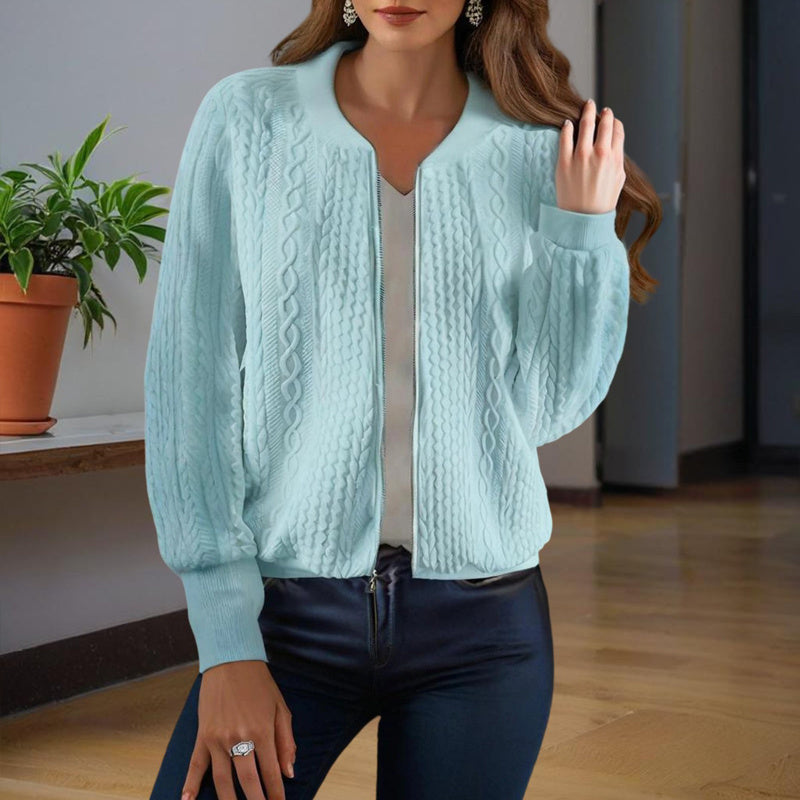 Women’s Jacquard Baseball-Collar Jacket