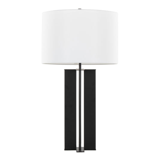 Cosmo 28' Contemporary Metal Table Lamp in Black Metal and White Linen by LumiSource