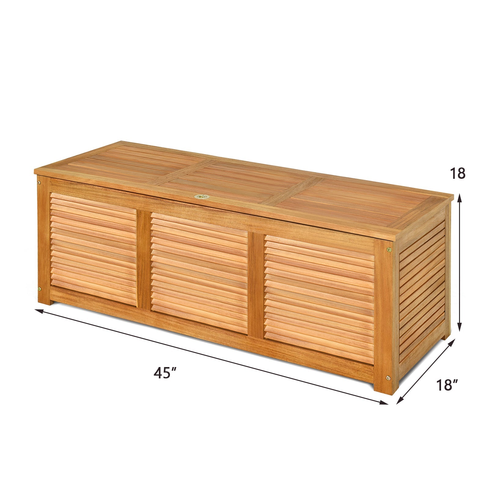 46 Gallon Acacia Wood Storage Bench Box for Patio Garden Deck with lid and large storage space