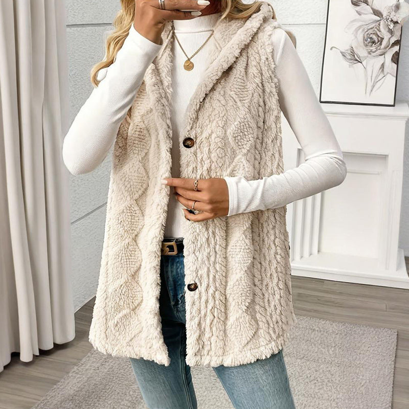 Women's Textured Sleeveless Hooded Vest