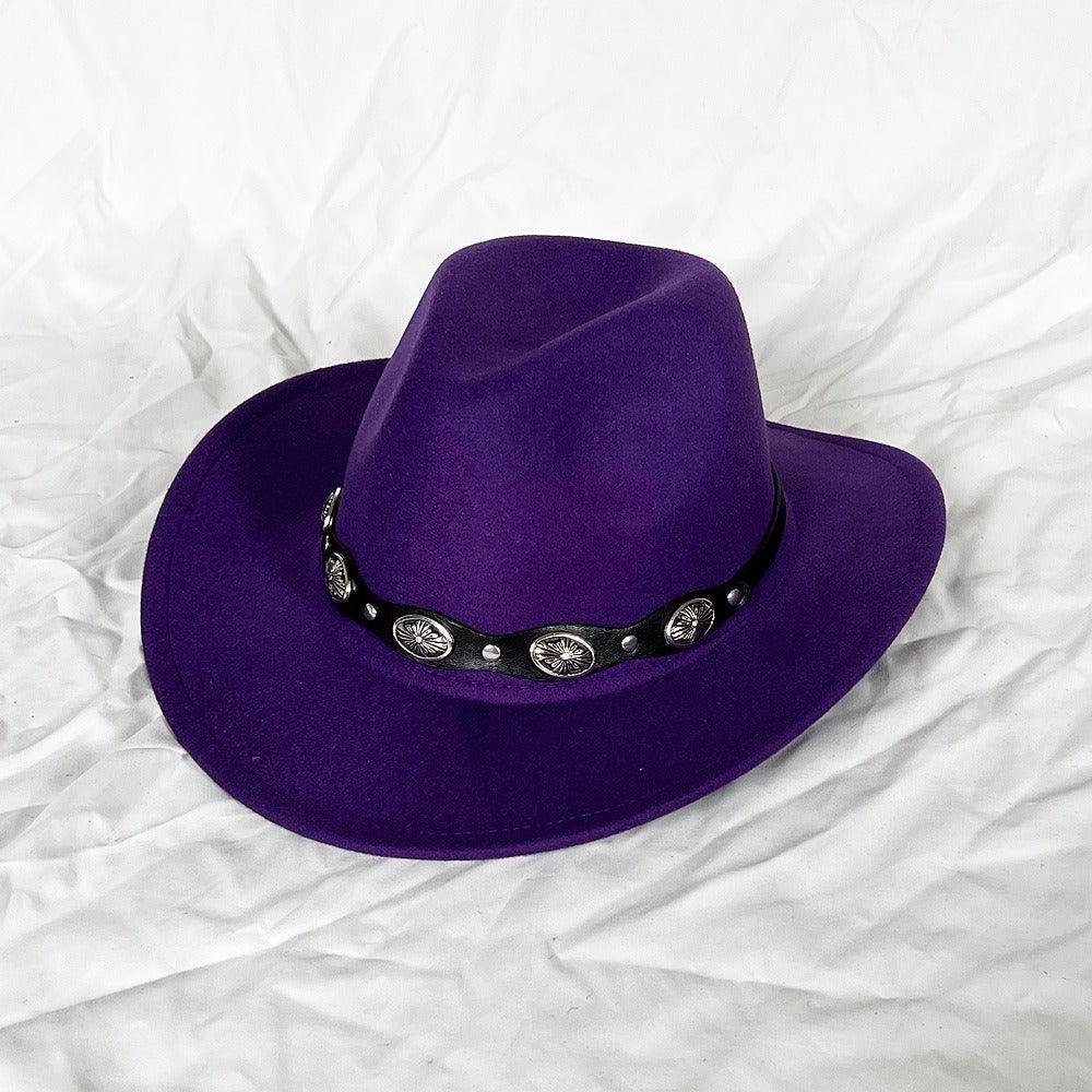 The Outlaw Western Cowboy Hat - Classic Bell Shaped Design, Durable and Stylish for All Seasons in vibrant purple