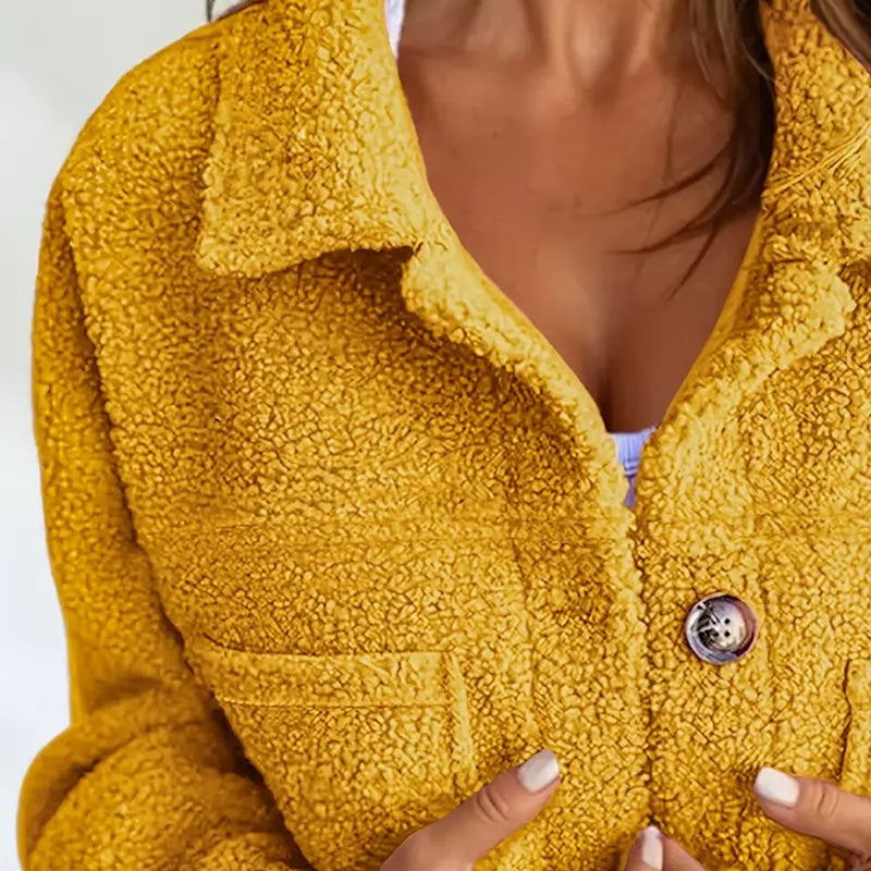 Plus Size Women’s Solid Color Sherpa Jacket