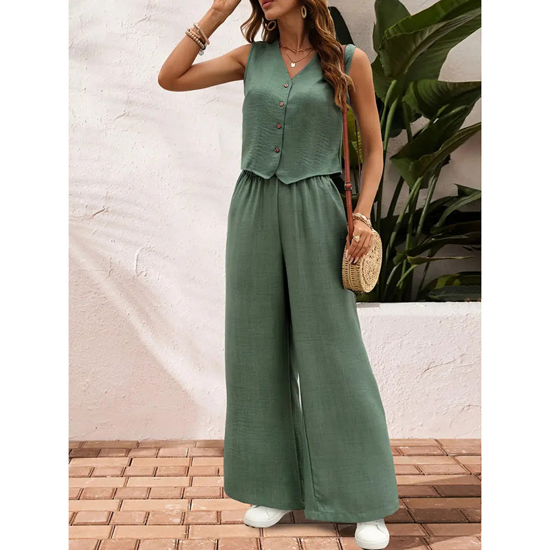 Women’s crop vest blazer wide leg pants set