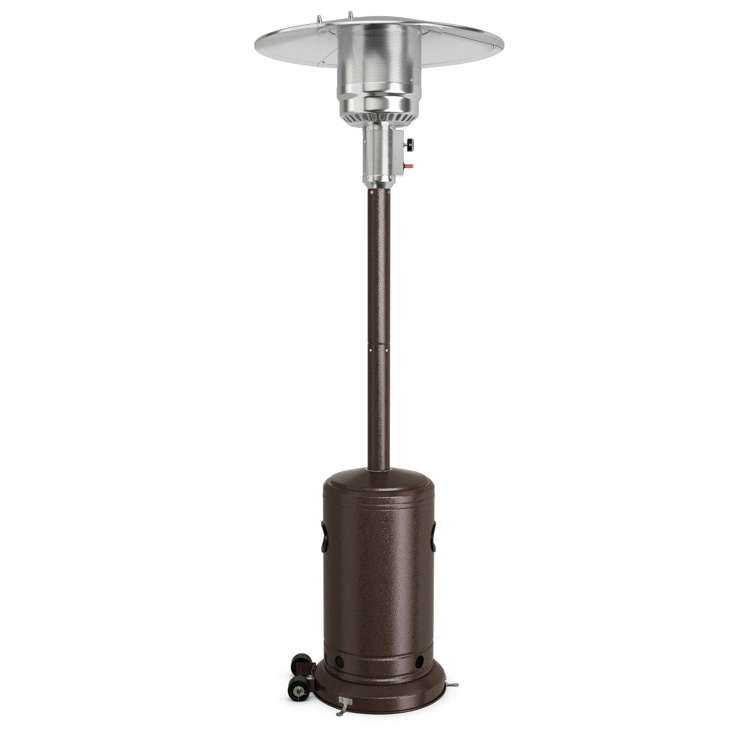 Outdoor 50000 BTU Garden Propane Standing LP Gas Steel Accessories Heater-Bronze with 32'' reflector and flame-out protection.