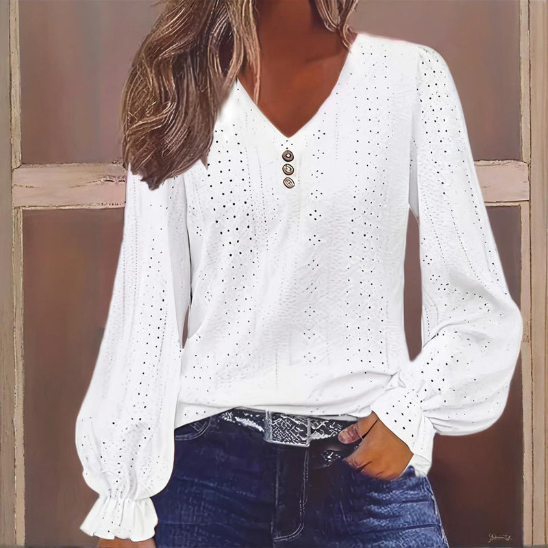 Plus Size Women's V-Neck Solid Top