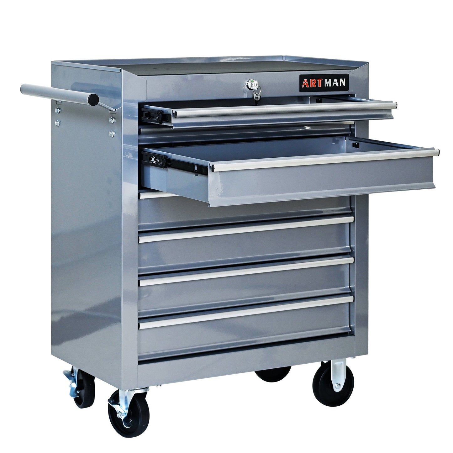 7 DRAWERS MULTIFUNCTIONAL TOOL CART WITH WHEELS-SLIVER