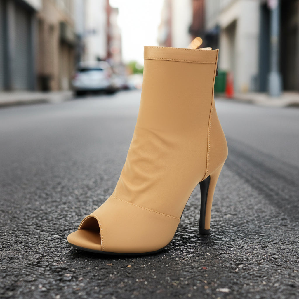 Women’s Peep Toe Stiletto Boots | High Heel Fishmouth Boots