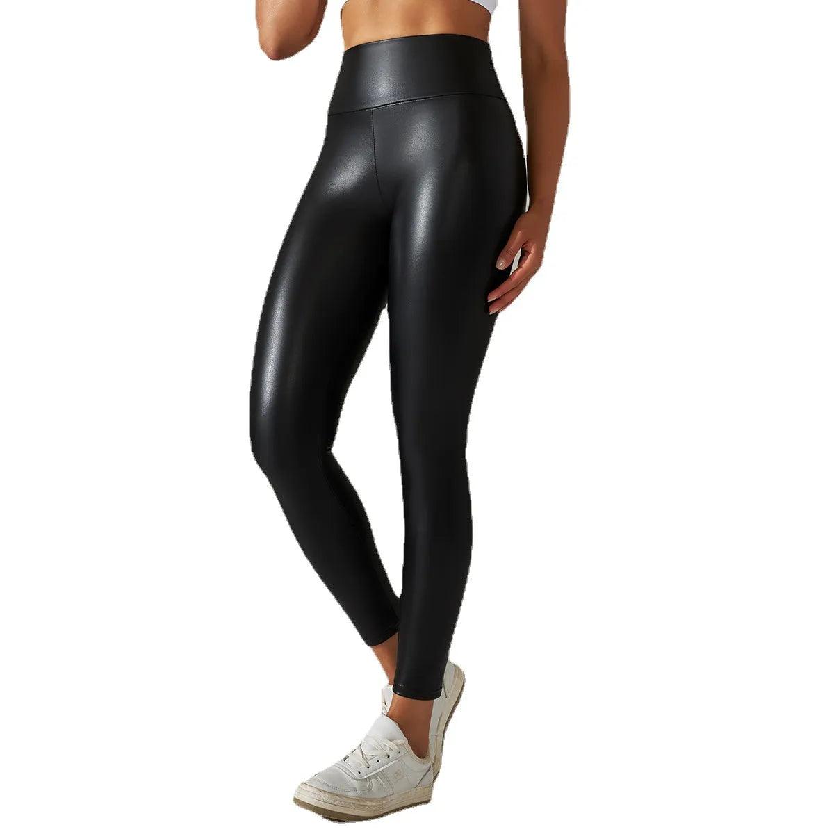 Sleek High-Waisted Leggings | Stylish Country Girl Bar Wear & Night Out Fashion in black with polyester fabric