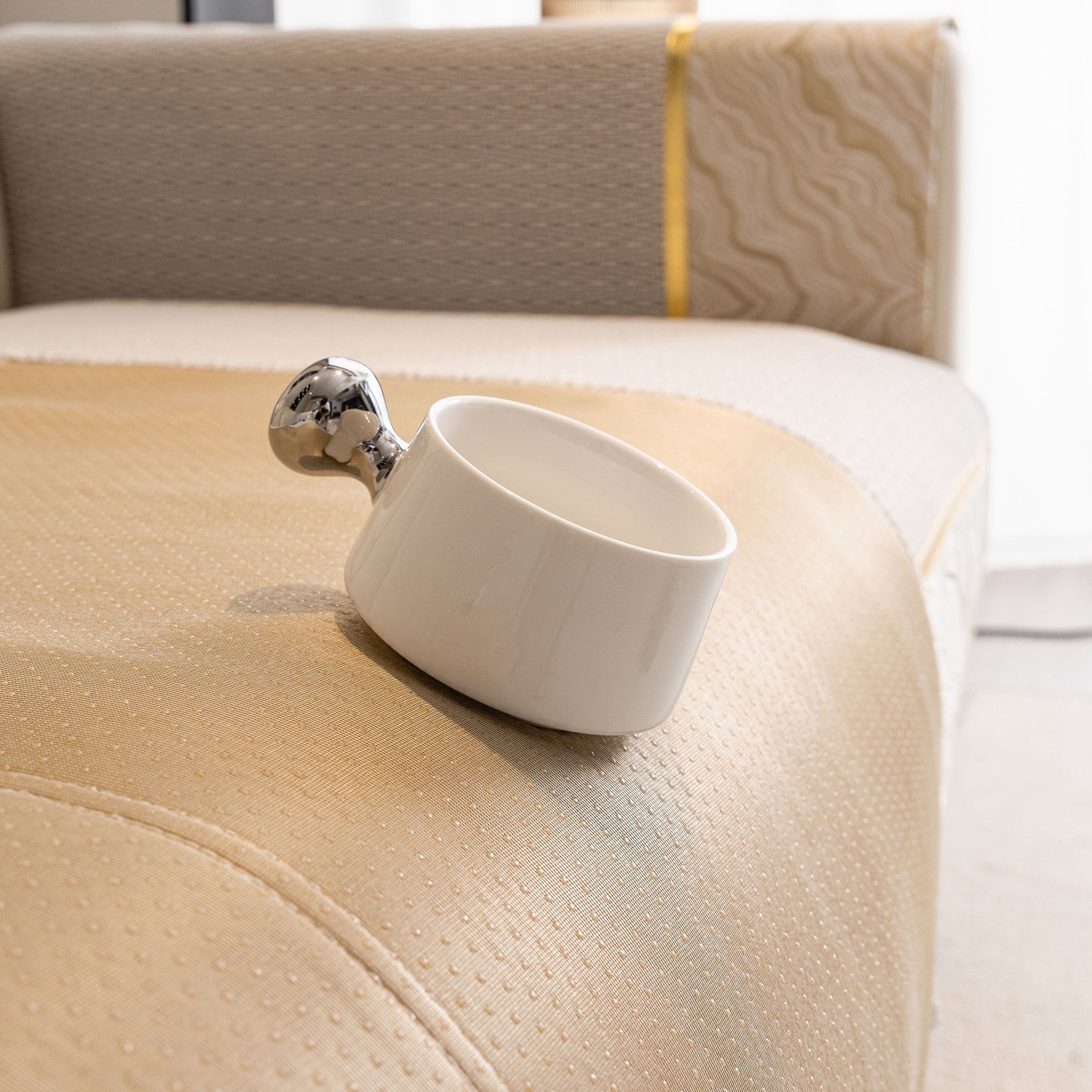 Non-Slip Couch Cover with Gold Trim, Sofa Slipcover for Sectional & Loveseat featuring dense chenille weave and anti-slip design.