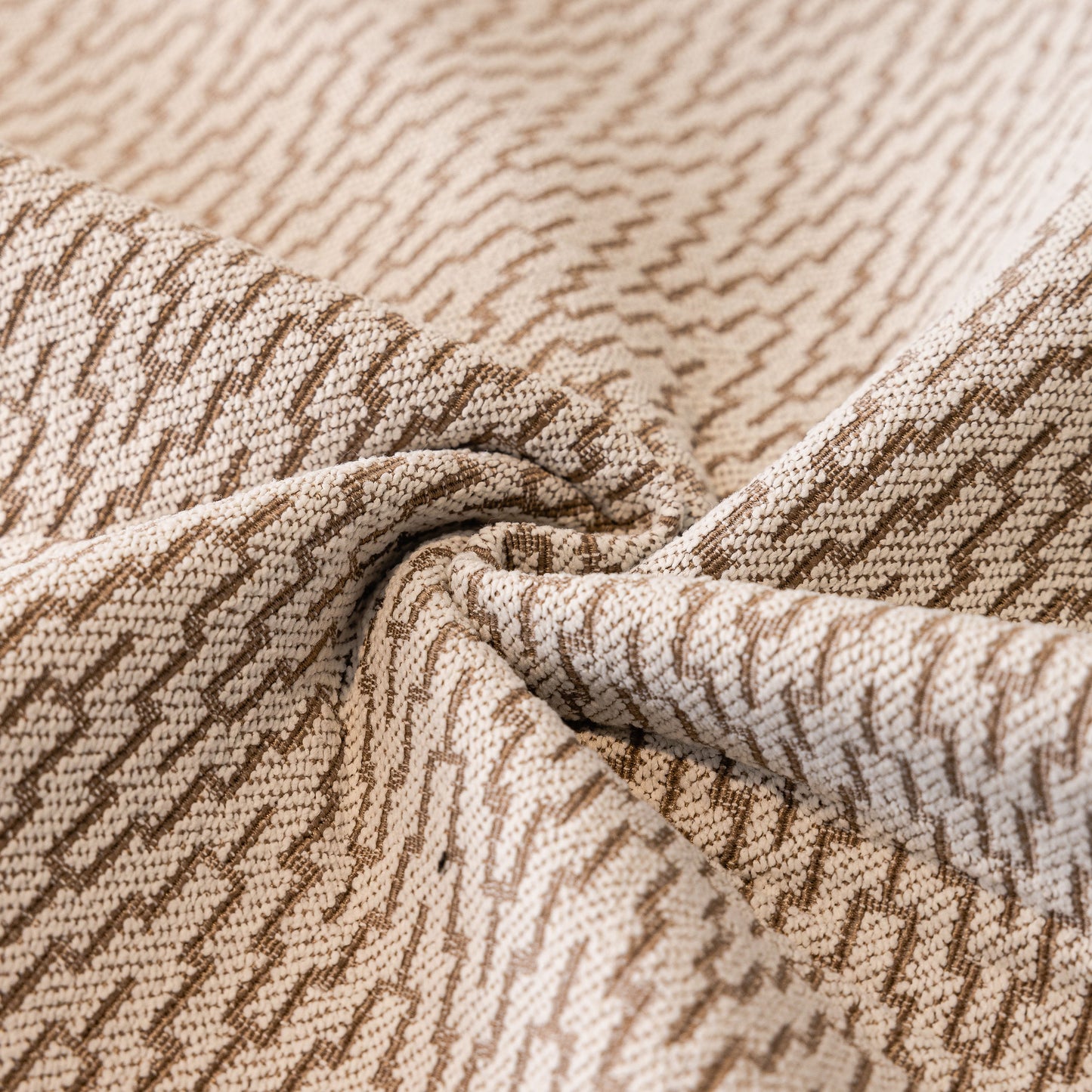 Close-up of chenille fabric with chevron pattern on Non-Slip Couch Cover with Gold Trim, Sofa Slipcover for Sectional & Loveseat