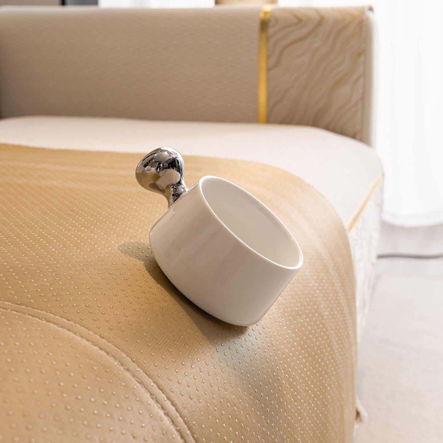Non-Slip Couch Cover with Gold Trim, Sofa Slipcover for Sectional & Loveseat showcasing anti-slip surface and elegant design
