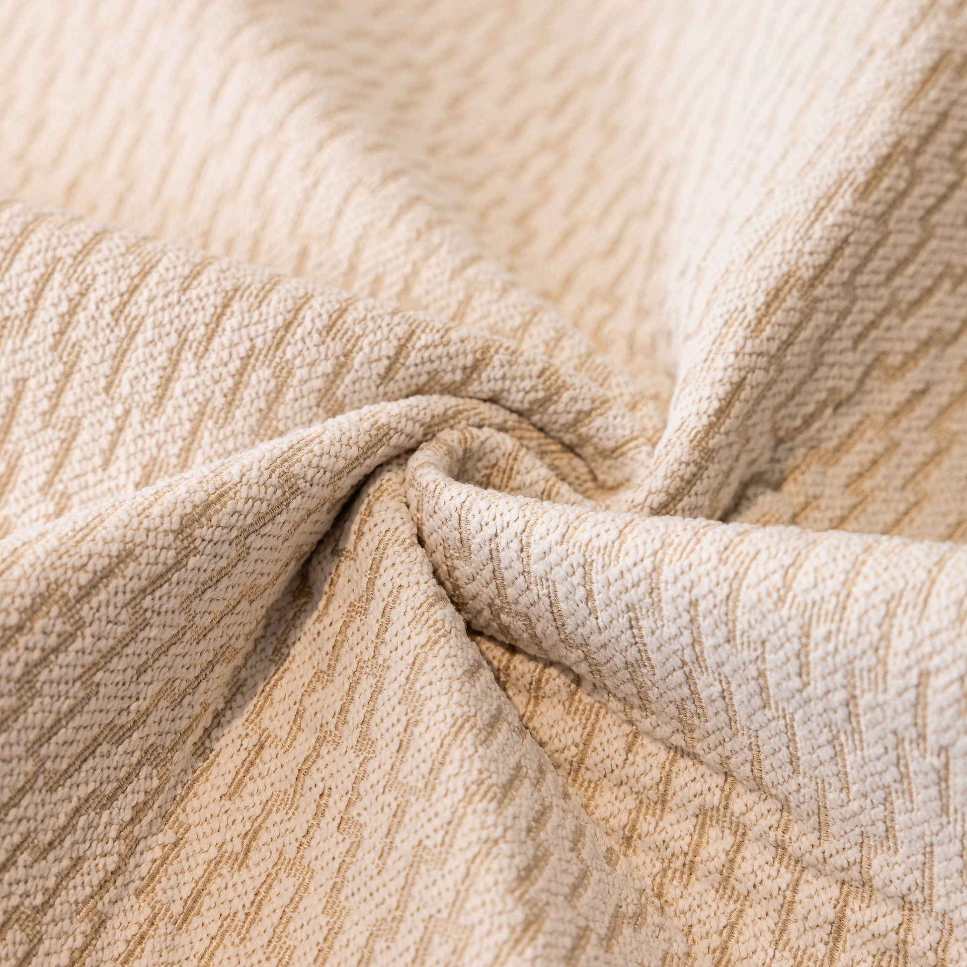 Close-up texture of Non-Slip Couch Cover with Gold Trim, Sofa Slipcover for Sectional & Loveseat in chenille fabric.