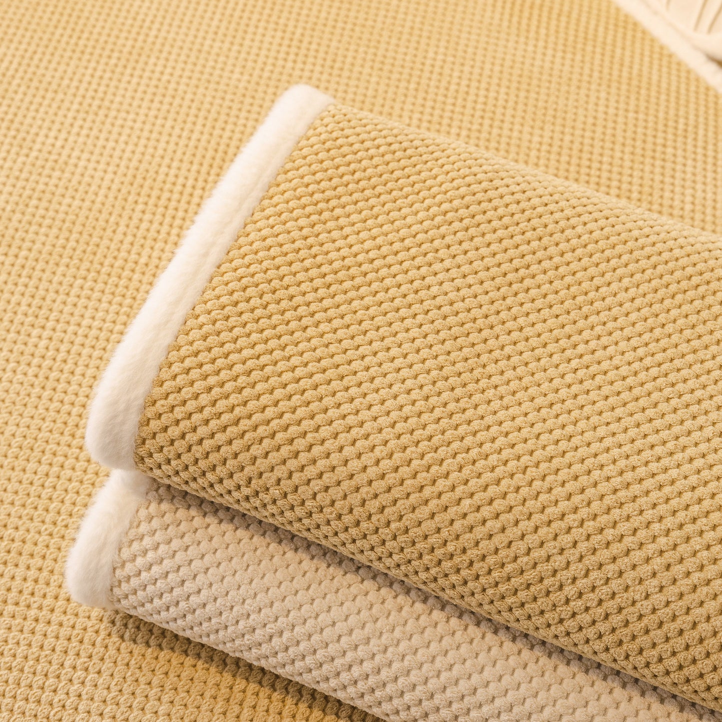 Dog Washable Sofa Protector Cover, Non-Slip Couch Slipcover with Soft Furry Trim in beige, featuring durable, honeycomb texture.