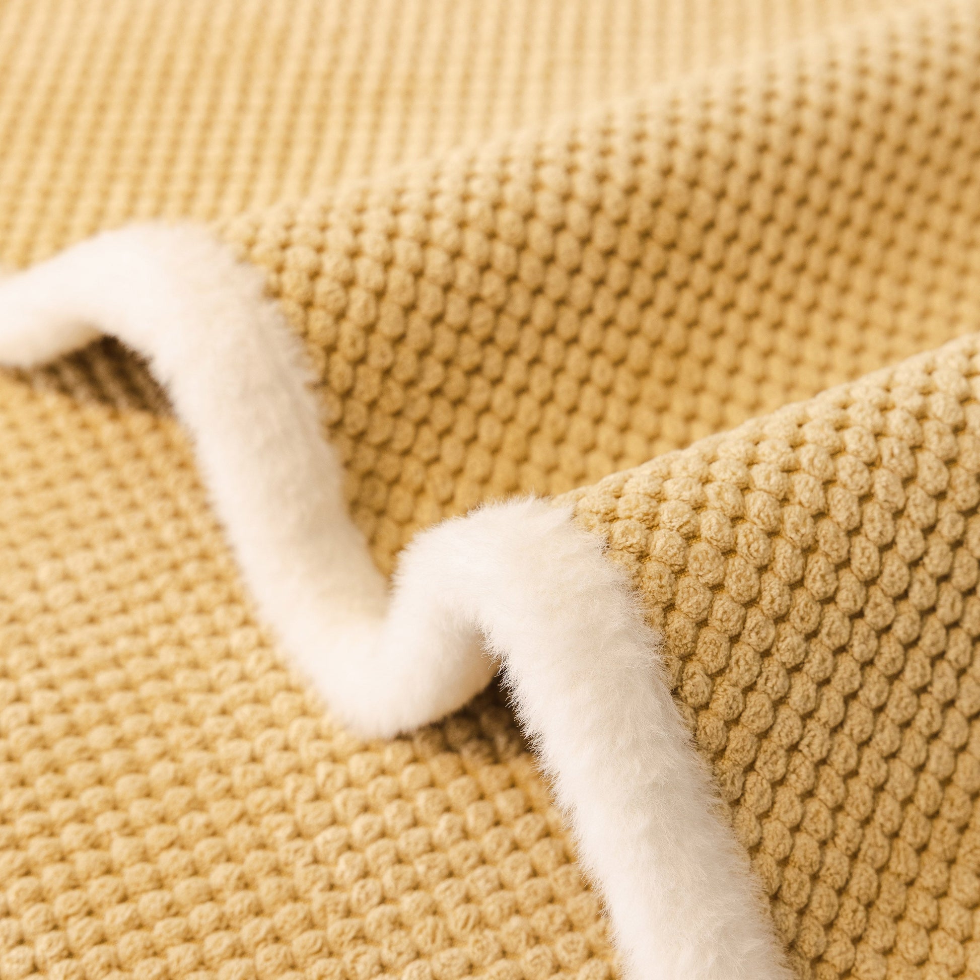 Dog Washable Sofa Protector Cover, Non-Slip Couch Slipcover with Soft Furry Trim, featuring thick honeycomb texture and white furry edge