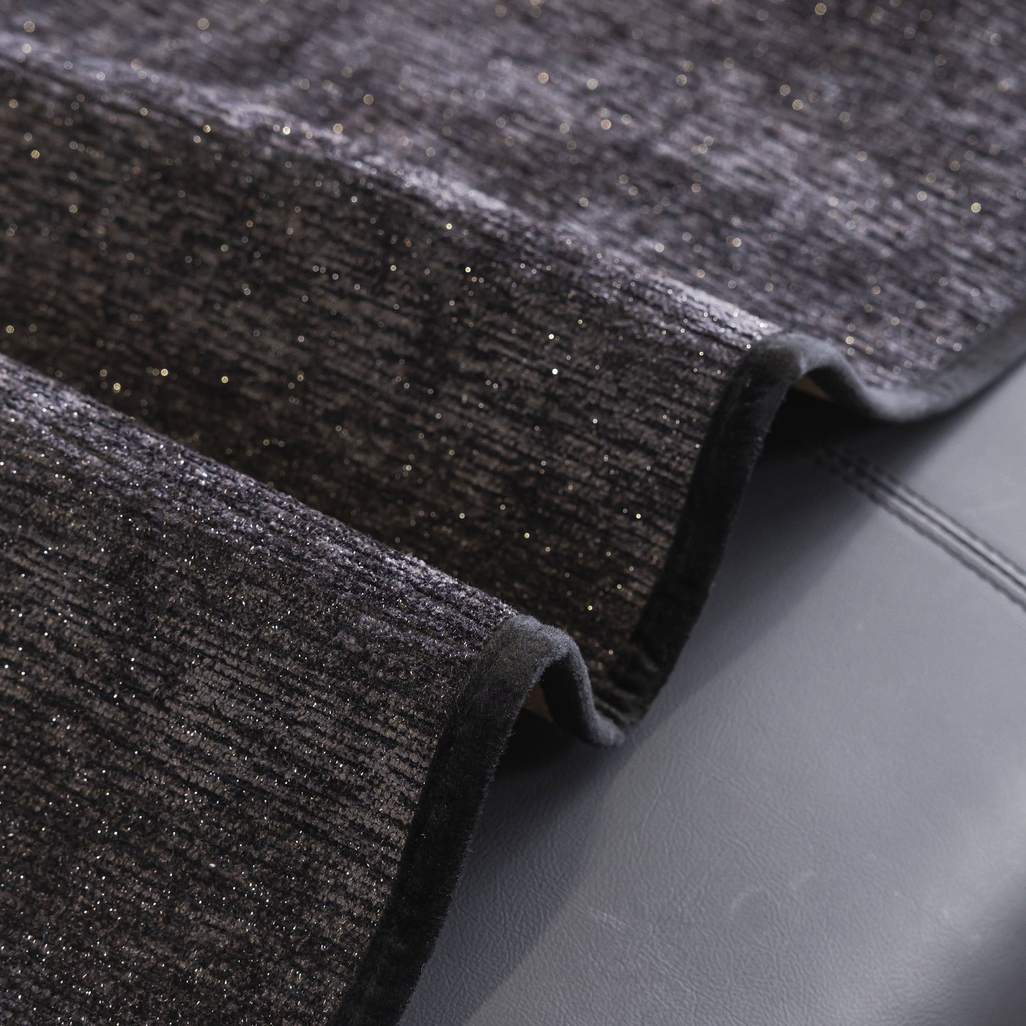 Chenille Couch Cover with Scalloped Edge, Non-Slip Modular Slipcover Sectional detail showing plush texture and elegant design.