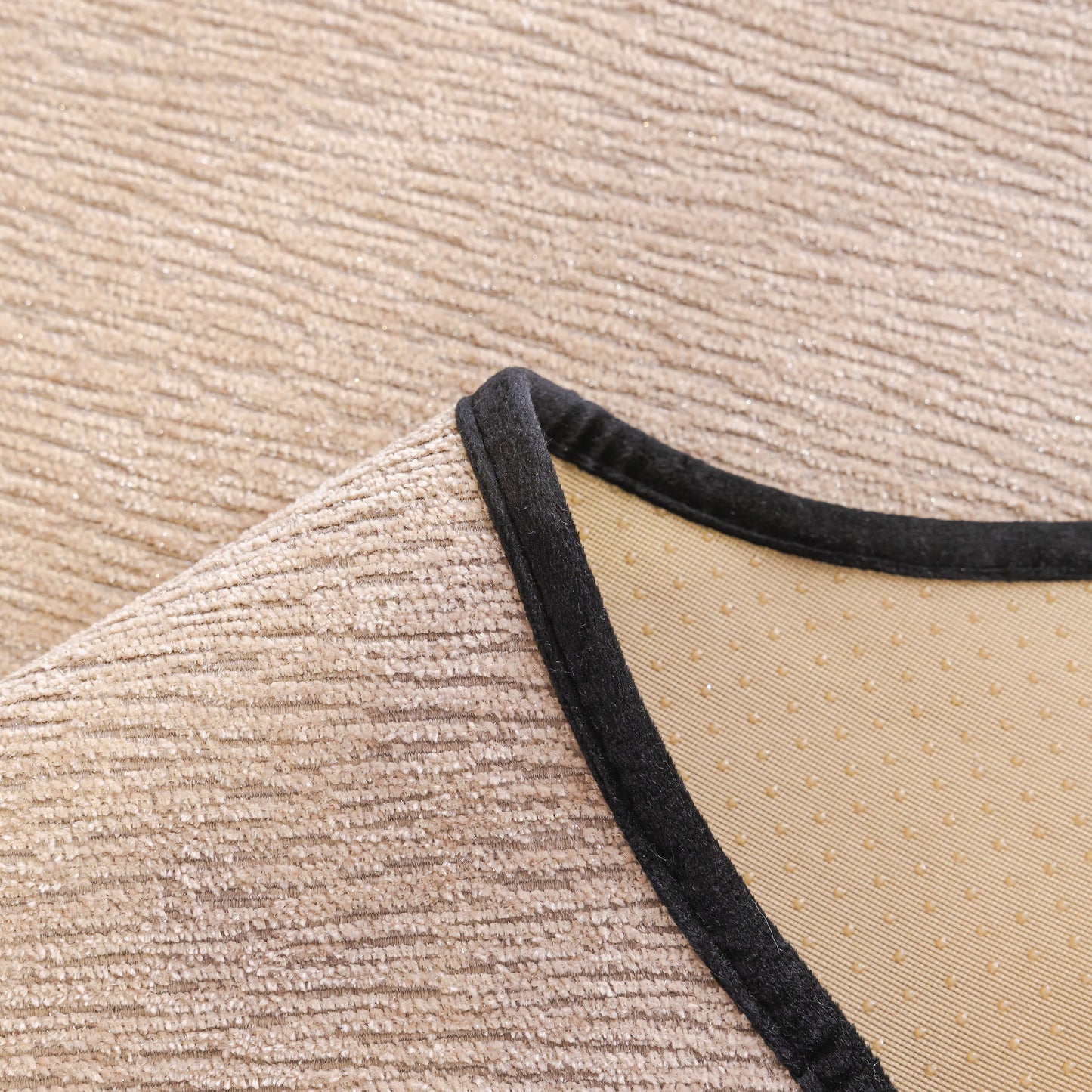 Chenille Couch Cover with Scalloped Edge, Non-Slip Modular Slipcover Sectional showing close-up of plush chenille fabric and wave border.