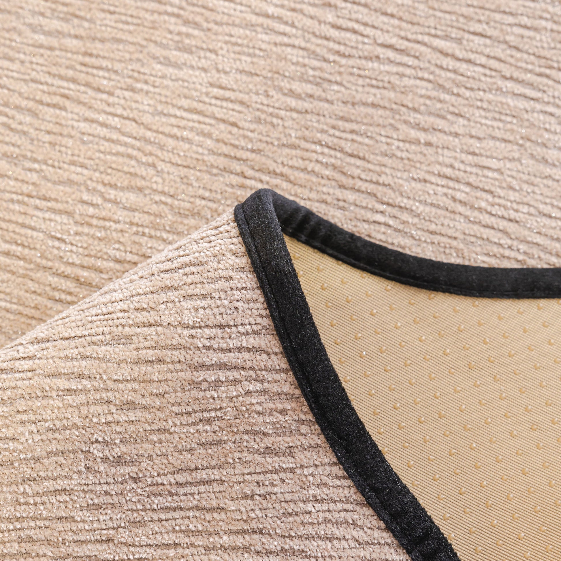 Chenille Couch Cover with Scalloped Edge, Non-Slip Modular Slipcover Sectional showing close-up of plush chenille fabric and wave border.