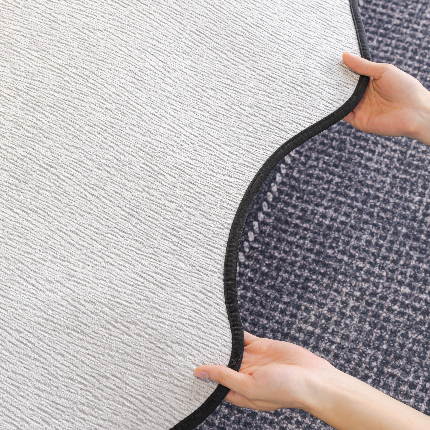 Chenille Couch Cover with Scalloped Edge, Non-Slip Modular Slipcover Sectional close-up showing texture and scalloped design detail.