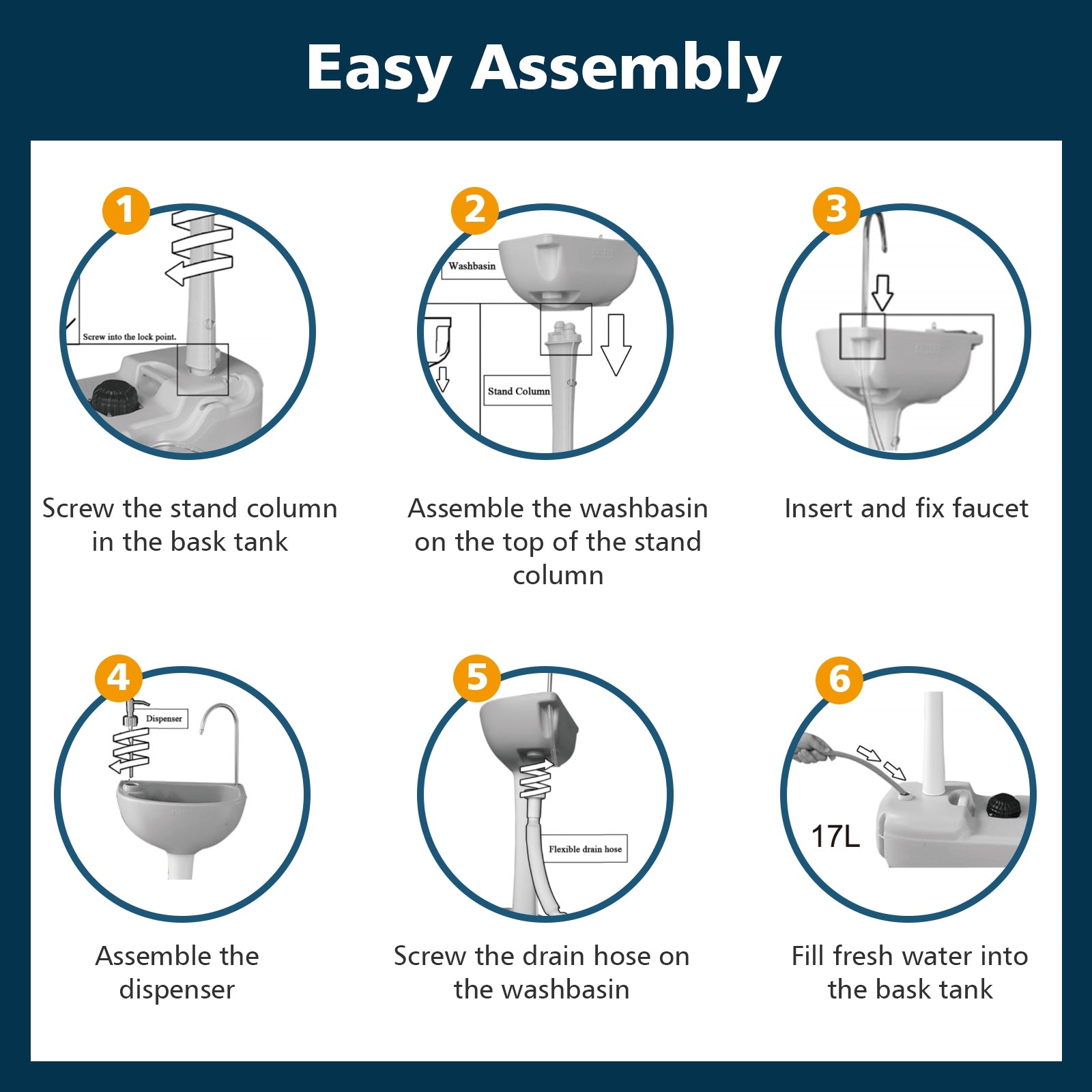 Step-by-step guide for assembling Camping Hand Wash Station Basin Stand with 4.5 Gallon Tank