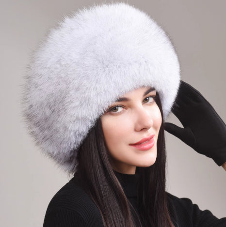 🧢 Women’s Winter Genuine Leather Ethnic Style Ear Protection Hat