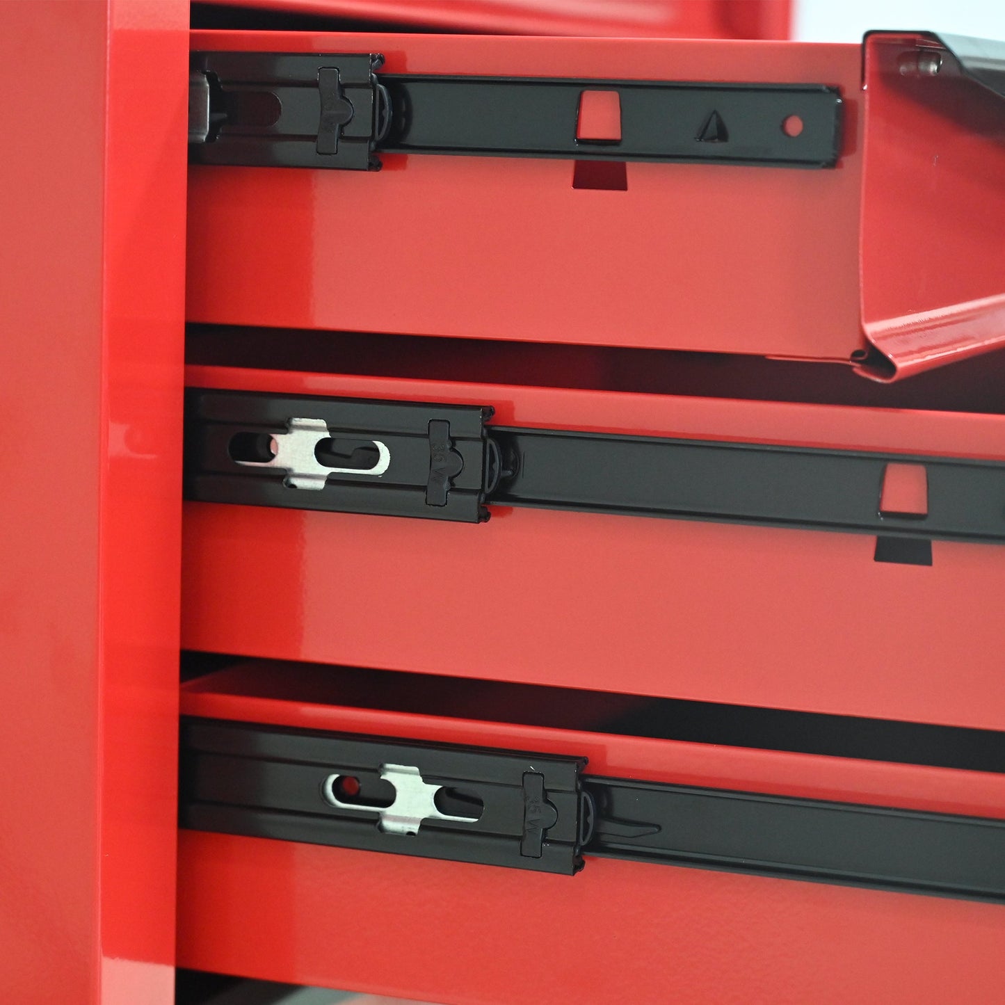 7 Drawers Multifunctional Tool Cart with Wheels,Metal Rolling Tool Cart Storage for Garage Workshop Warehouse Repair Shop--With Stainless Steel Roof- Red&Black