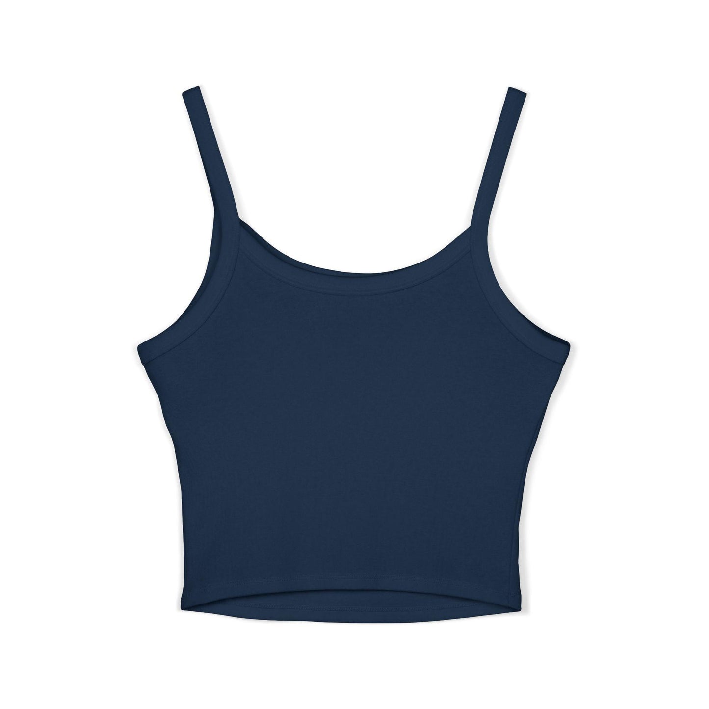 Will Work for Shots Womens Spaghetti Strap Tank Top in navy blue, perfect for bartenders and waitresses for stylish and fun work attire.