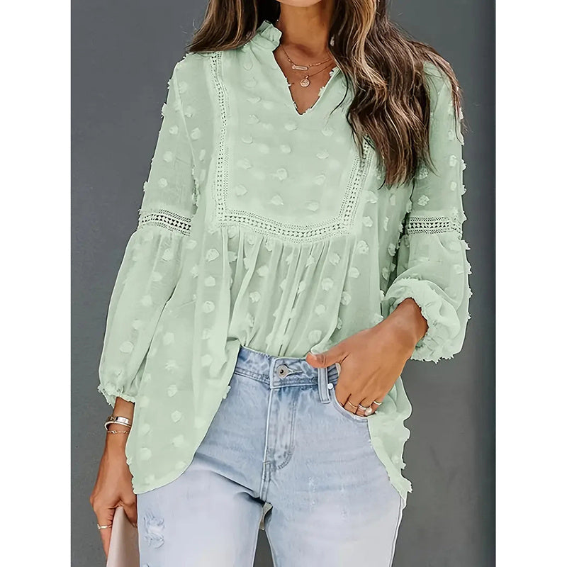 Women’s Long‑Sleeve V‑Neck Business Casual Blouse