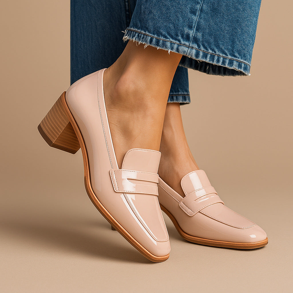 Women’s Square-Toe Slip-On Oversized Fashion Shoes with modern design and artistic finish, perfect for stylish comfort.