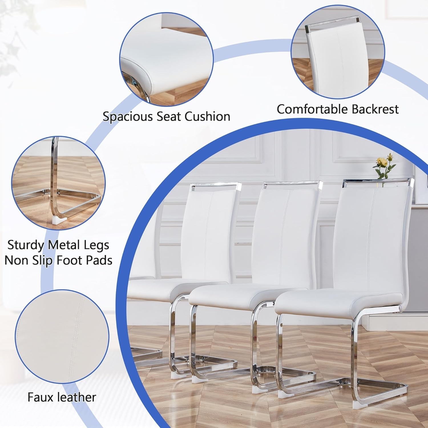 Dining Table Set For Six Seventy One Inch White Marble Top Leather Chairs with spacious, comfortable faux leather seating
