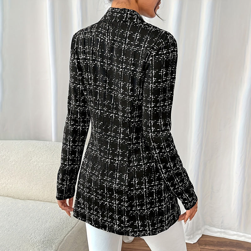 Women’s Plaid Double-Breasted Blazer