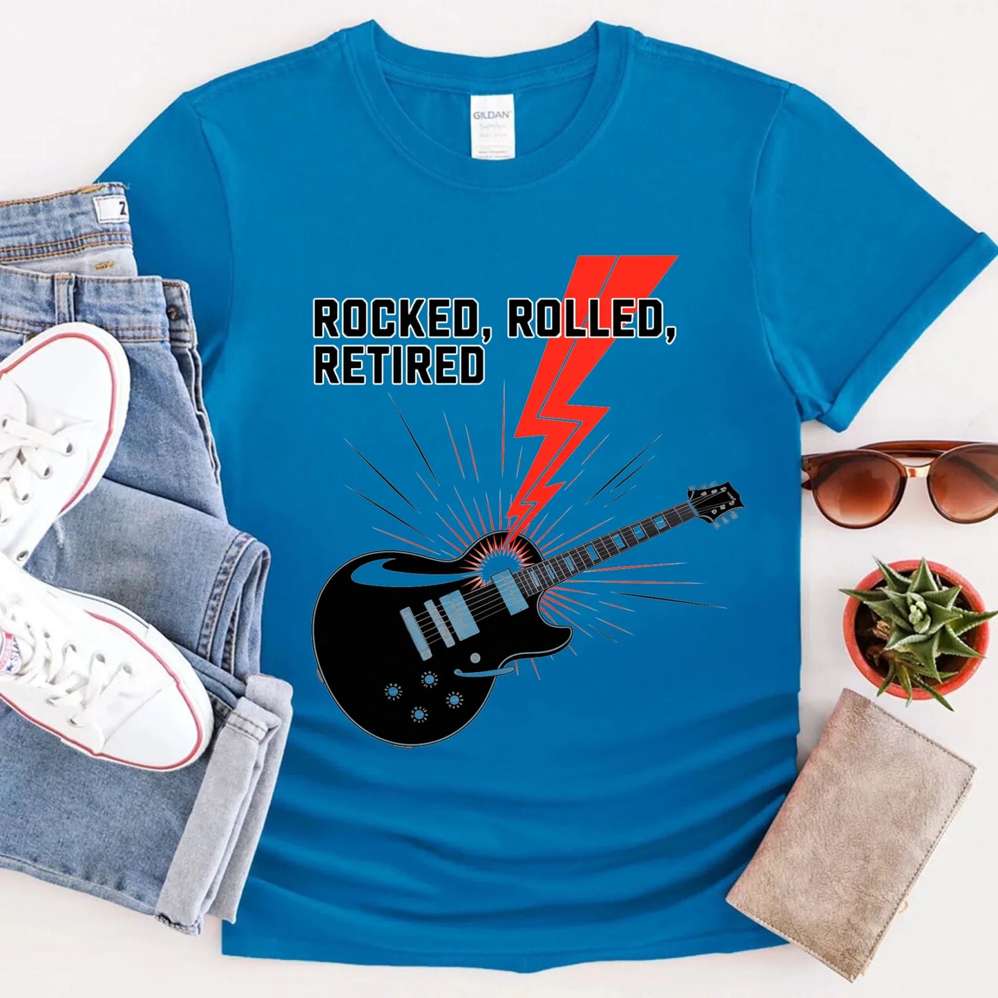 Rocked Rolled Retired T-Shirt – Funny Retirement Gift Shirt