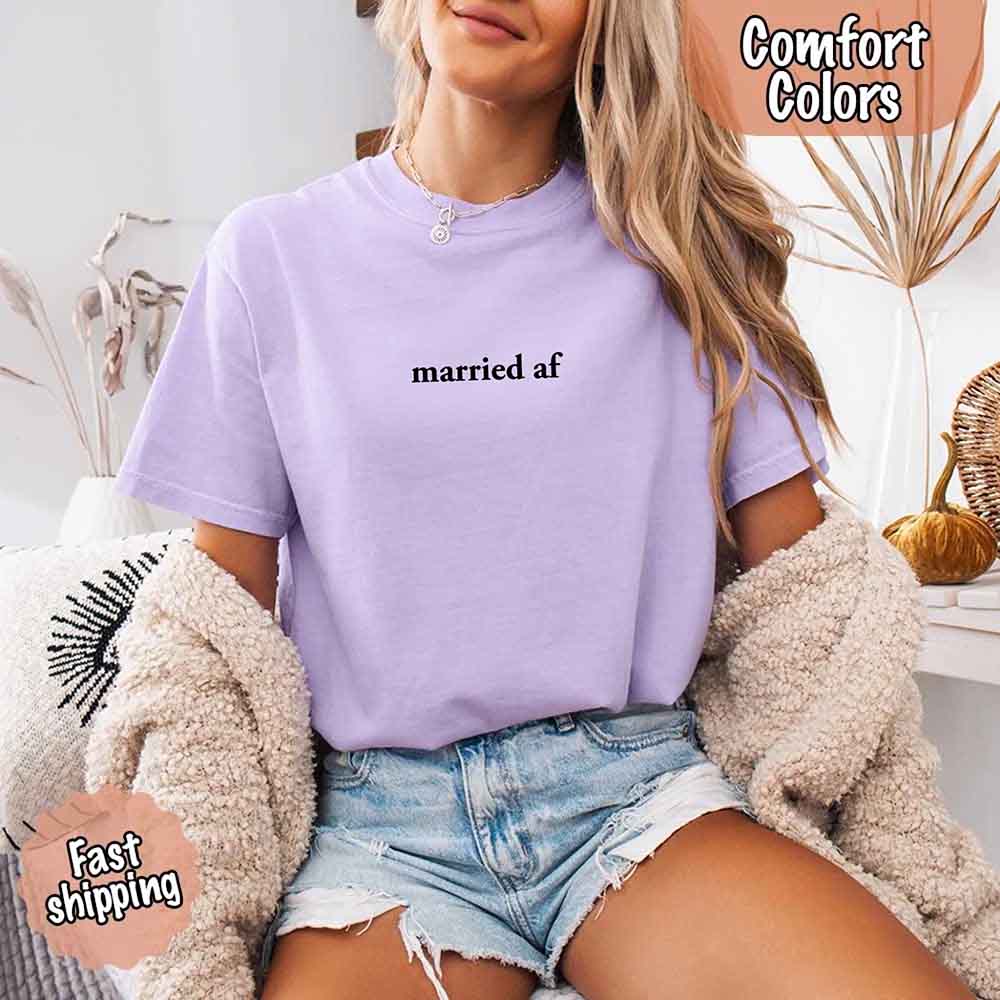 Married AF Comfort Colors T-Shirt, Just Married Couple Tee
