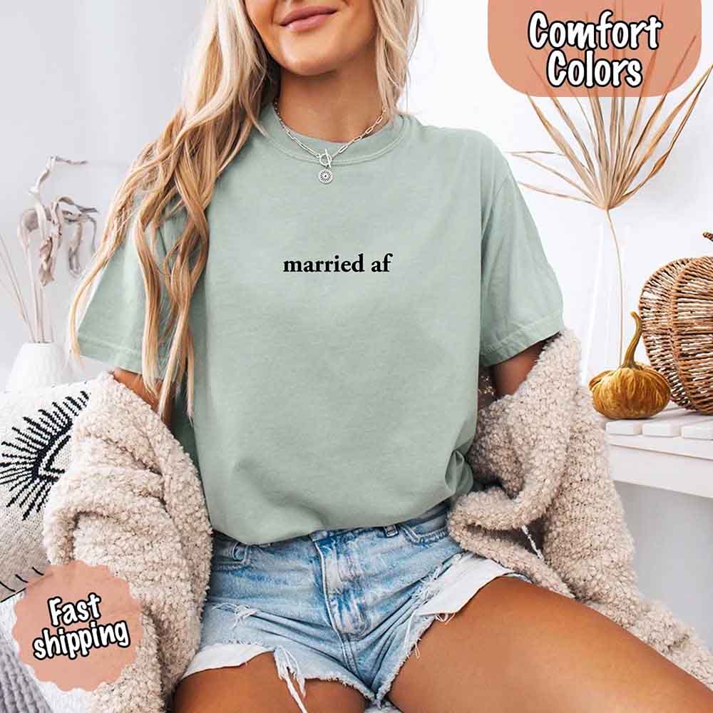Married AF Comfort Colors T-Shirt, Just Married Couple Tee