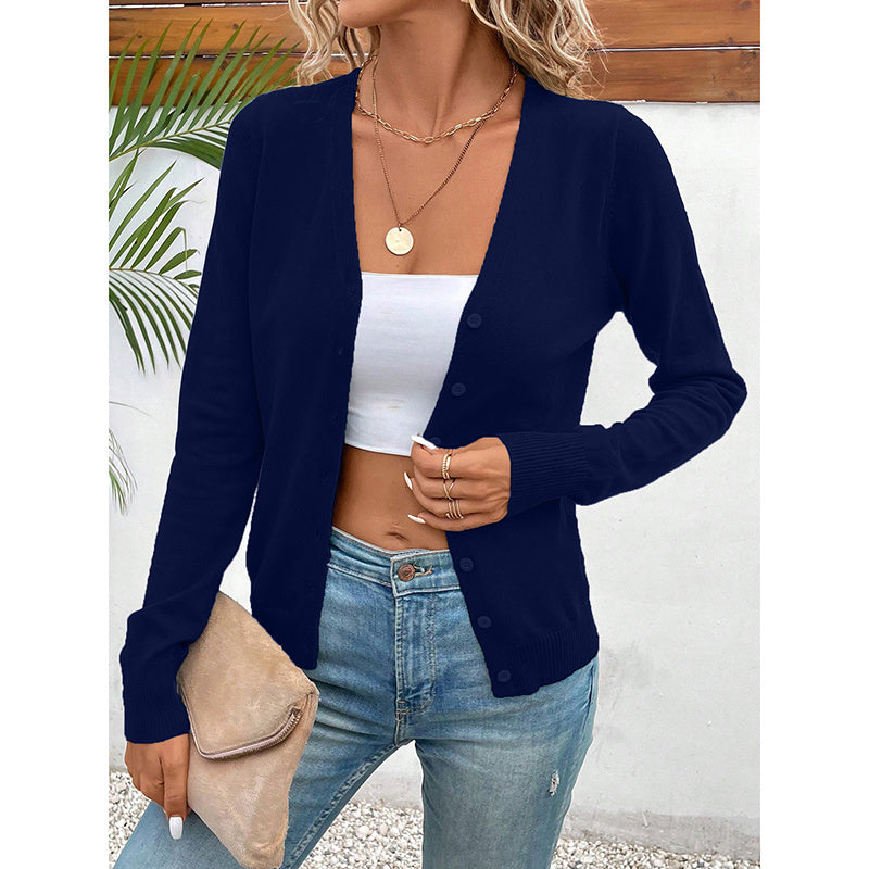 Women’s V‑Neck Button‑Down Cardigan Knit Sweater