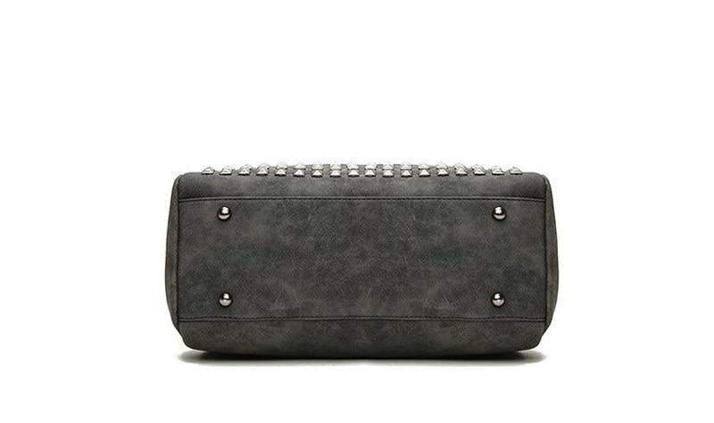 Base view of Rustic Charm Leather Shoulder Bag – Stylish Cowgirl Handbag with rivet details and high-quality simulated leather.