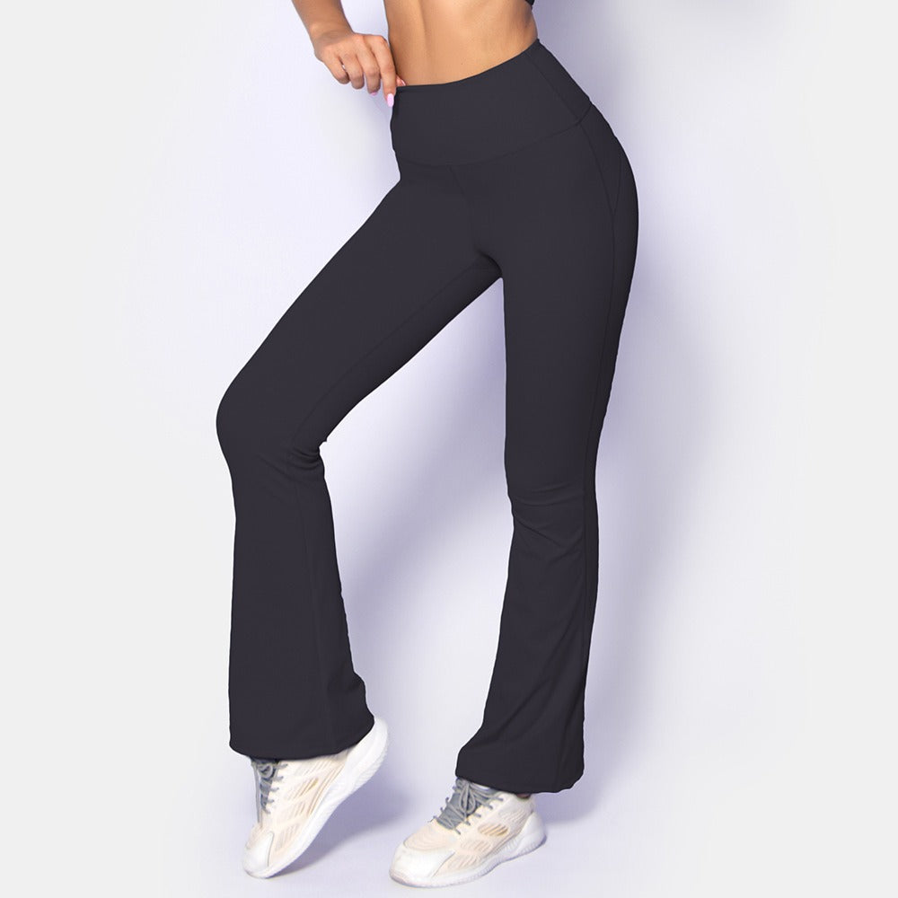 Cloud Sense Wide Leg Pants in black, showcasing a stylish design perfect for yoga, fitness, and running activities.